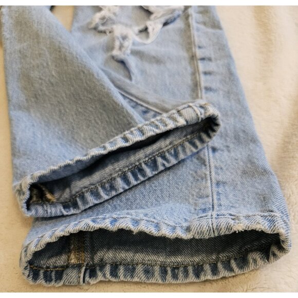 levis premium 501 Light Wash Distressed Jeans Womens Size 24W X 26L Straight Leg - Picture 4 of 16